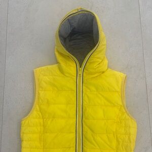 Urban Kiss Italian Brand Yellow Puffy Vest with hood.